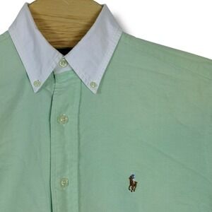 Ralph Lauren Button Down Mens Small Mint Green White Contrast Collar Classic Fit